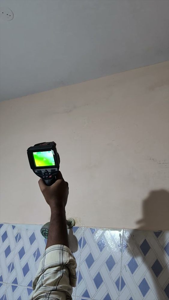 Close-up of the moisture detector reading a wall